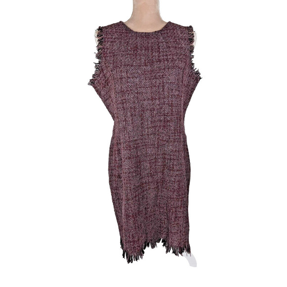 KUNA Baby Alpaca Wool Blend Shift Dress Sheath Burgundy Tweed Size L/XL - Picture 1 of 11